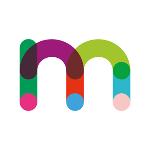 The letter m in various colours.